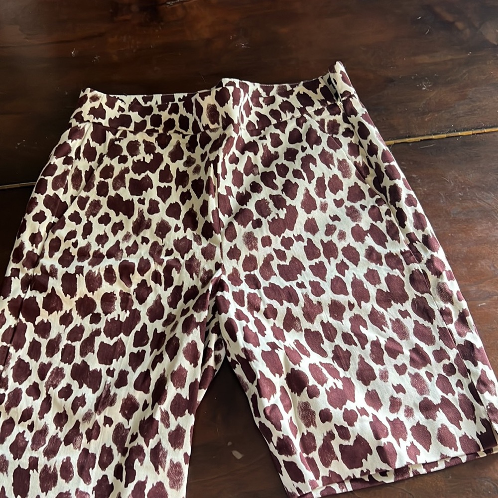 J Crew Women Animal Print Short Brown Beige Size 2